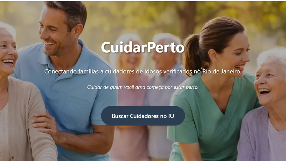 Página inicial da plataforma Cuidar Perto