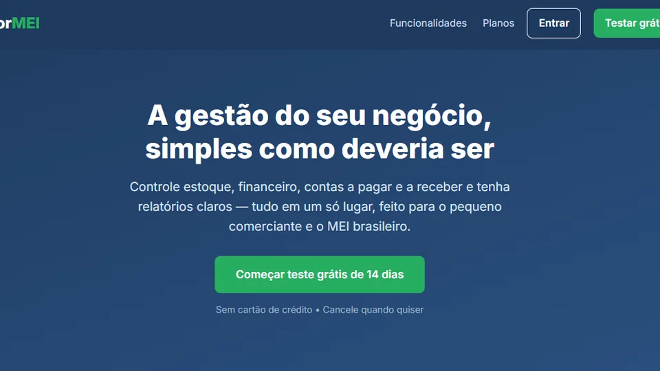 Página inicial da plataforma Gestor MEI
